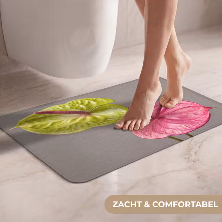 WC Mat - Planten - Anthurium - Groen - Roze — 7