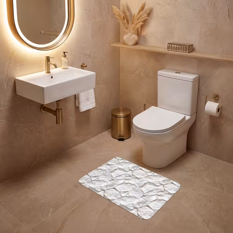 WC Mat - Structuur - Rots - Wit — 4
