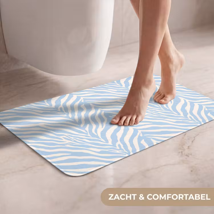 WC Mat - Zebra - Motief - Blauw - Wit — 7