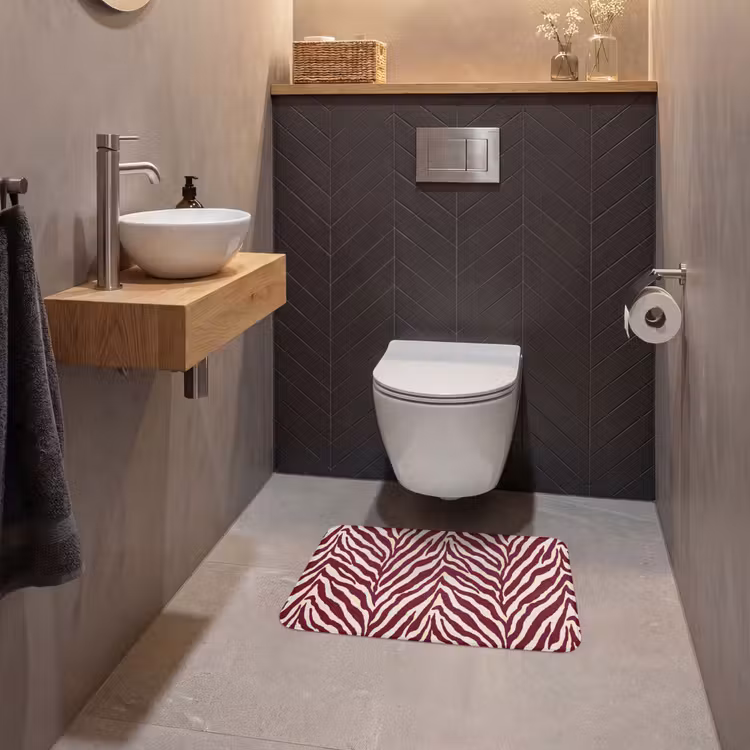 WC Mat - Zebra - Motief - Bordeaux - Rood — 2