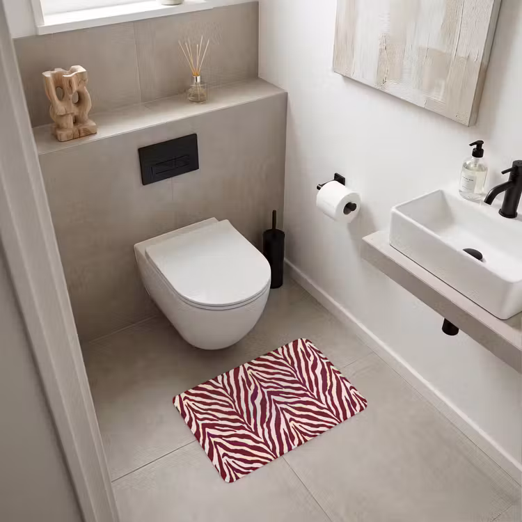 WC Mat - Zebra - Motief - Bordeaux - Rood — 6