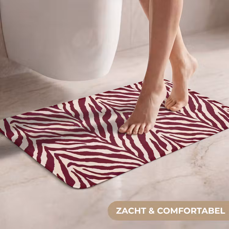 WC Mat - Zebra - Motief - Bordeaux - Rood — 7