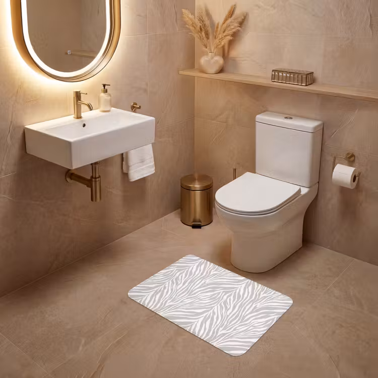 WC Mat - Zebra - Motief - Grijs — 4