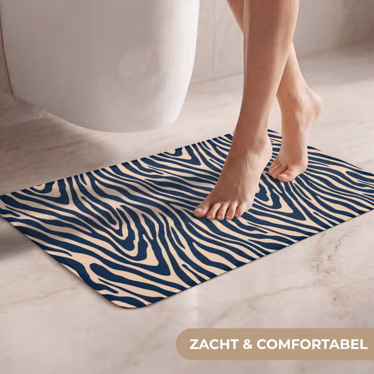 WC Mat - Zebra - Patroon - Blauw - Beige — 7