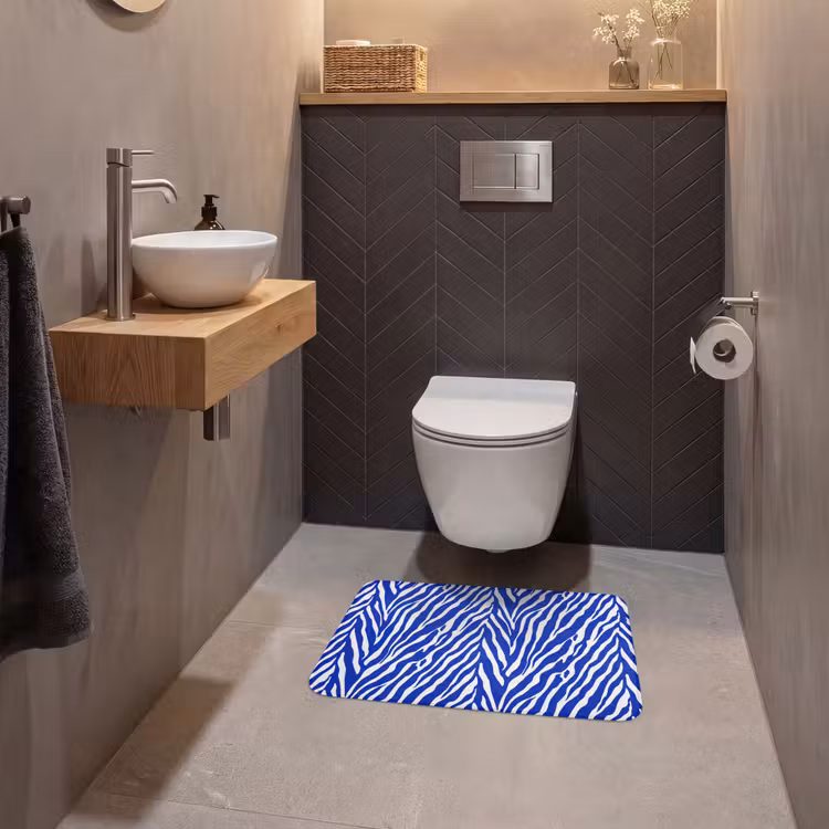 WC Mat - Zebra - Patroon - Kobalt - Blauw — 2