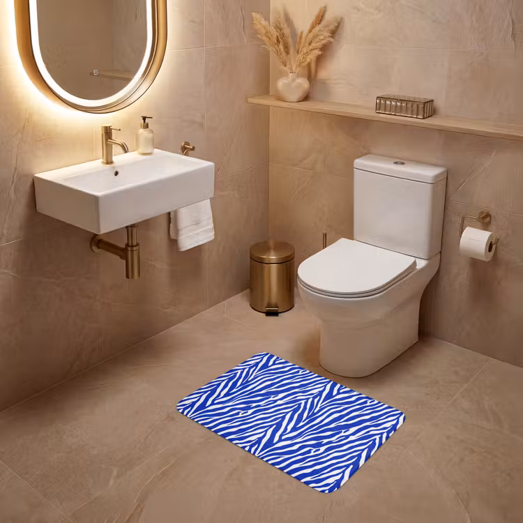WC Mat - Zebra - Patroon - Kobalt - Blauw — 4