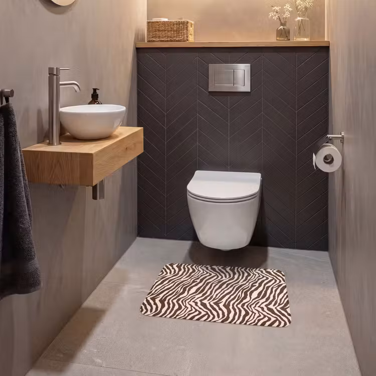 WC Mat - Zebra - Patroon - Zwart - Wit — 2
