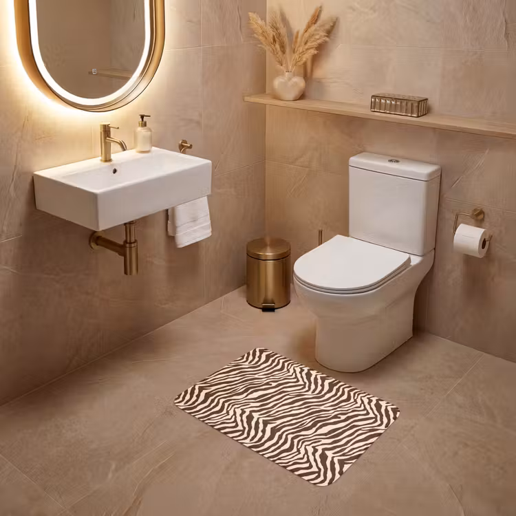 WC Mat - Zebra - Patroon - Zwart - Wit — 4