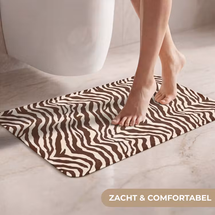 WC Mat - Zebra - Patroon - Zwart - Wit — 7