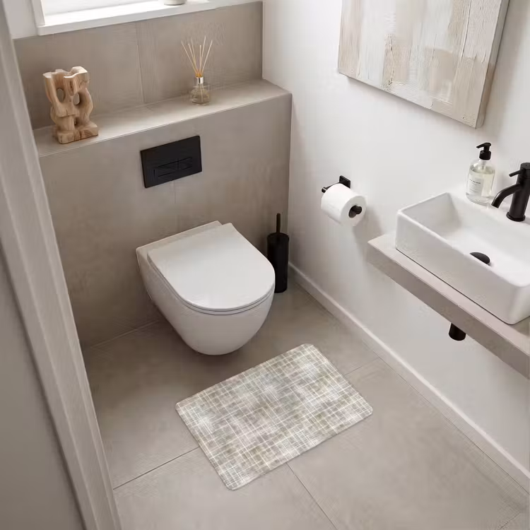 WC Mat - Linnen - Patroon - Groen — 6