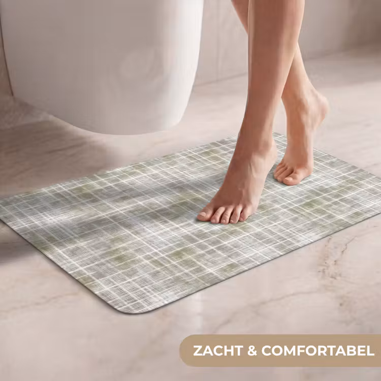 WC Mat - Linnen - Patroon - Groen — 7
