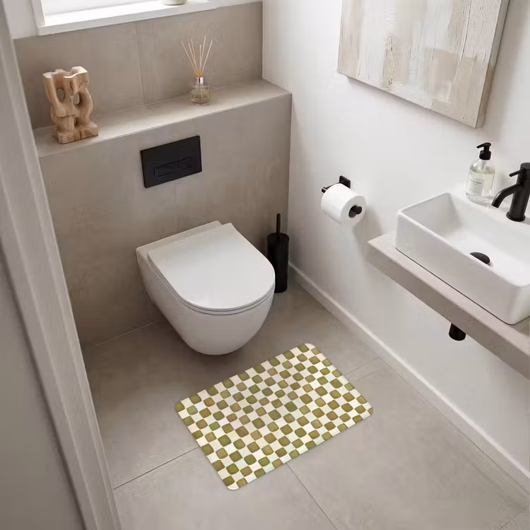 WC Mat - Schaak - Patroon - Groen — 6