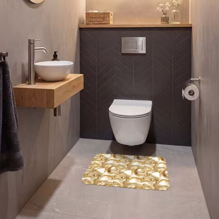 WC Mat - Vloeibaar - Druppels - Goud — 2