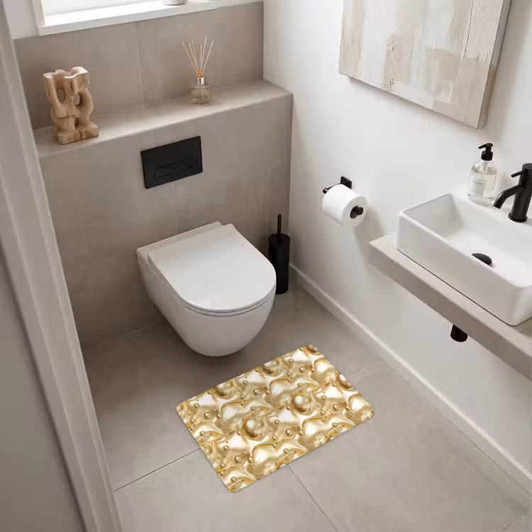WC Mat - Vloeibaar - Druppels - Goud — 6