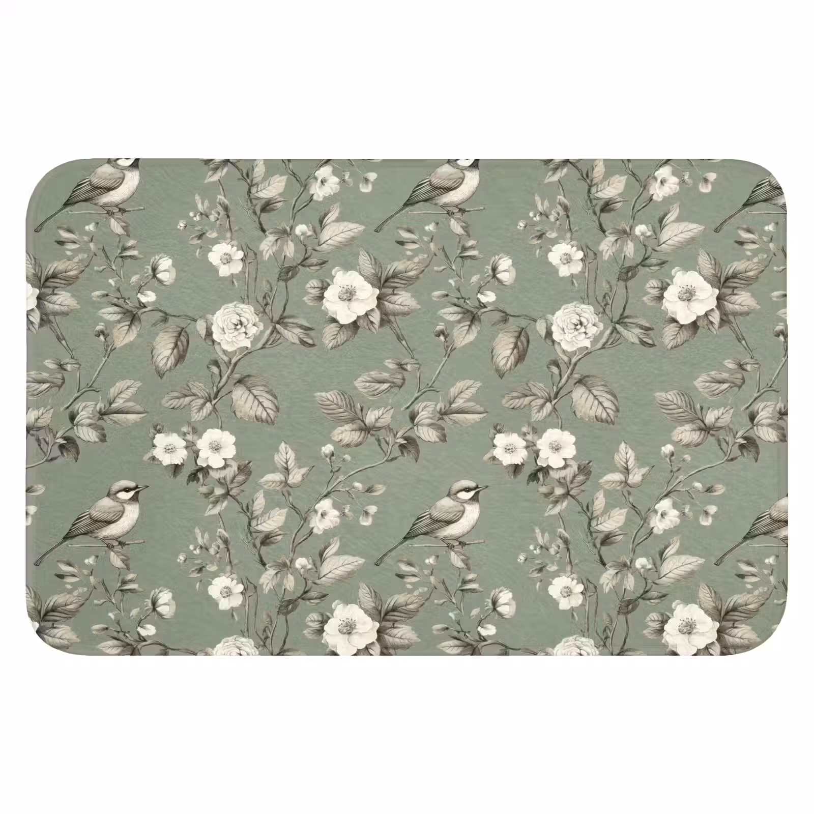 WC Mat - Botanisch - Vogels - Groen — 1
