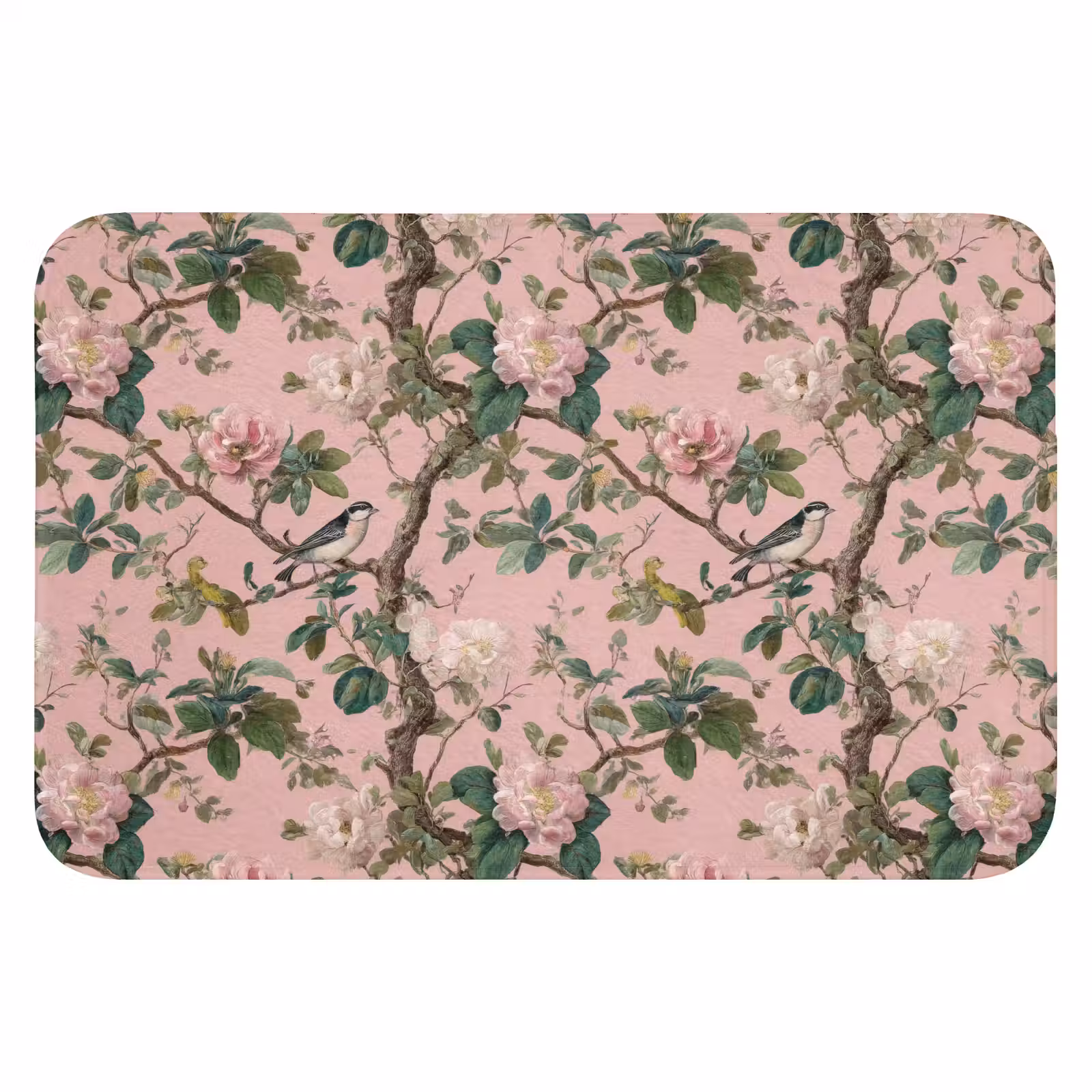 WC Mat - Pioenrozen - Botanisch - Vogel — 1