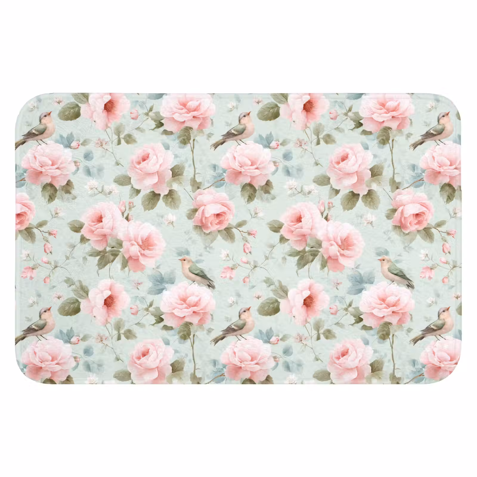 WC Mat - Rozen - Vogels - Pastel - Kleurrijk — 1