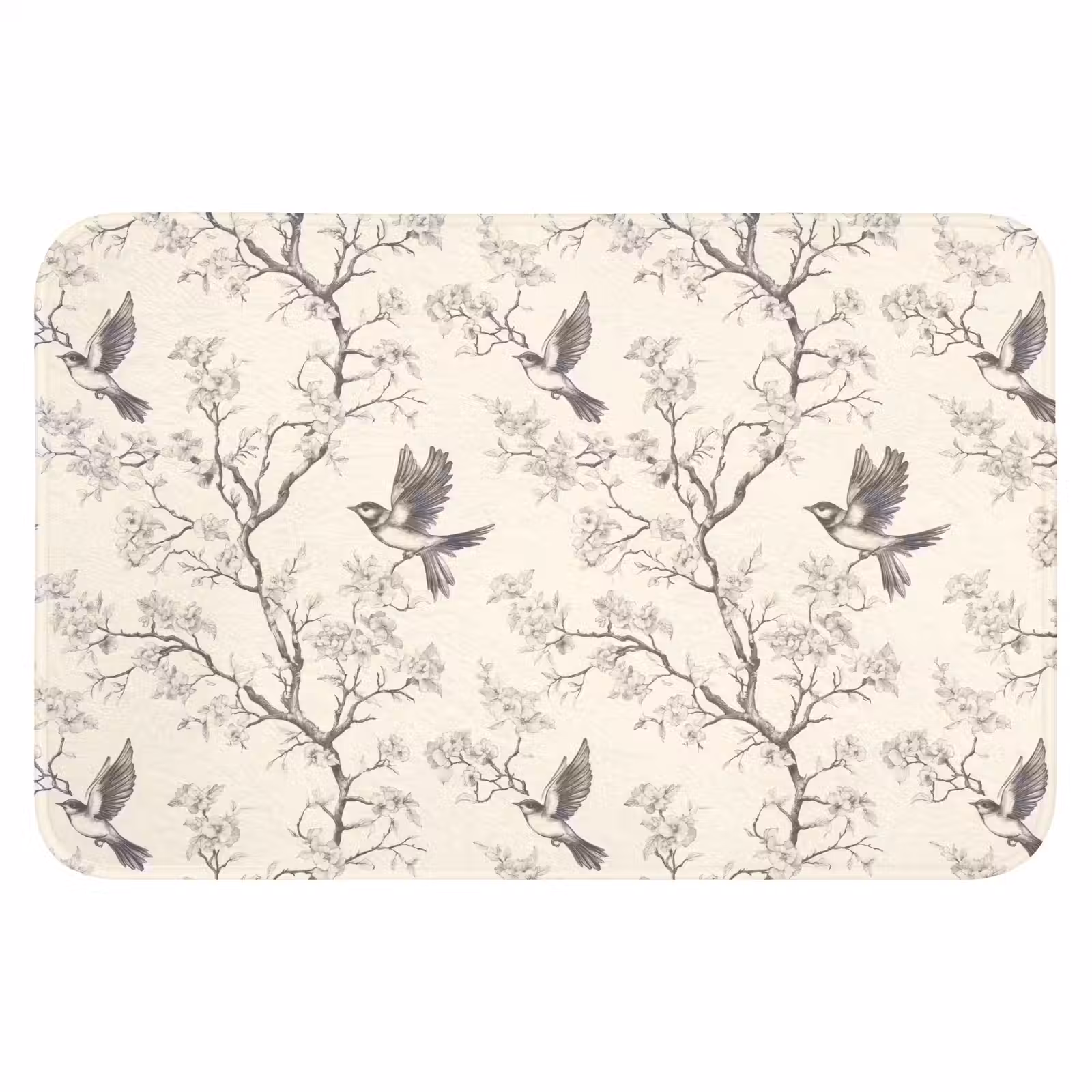 WC Mat - Takken - Vogels - Beige — 1