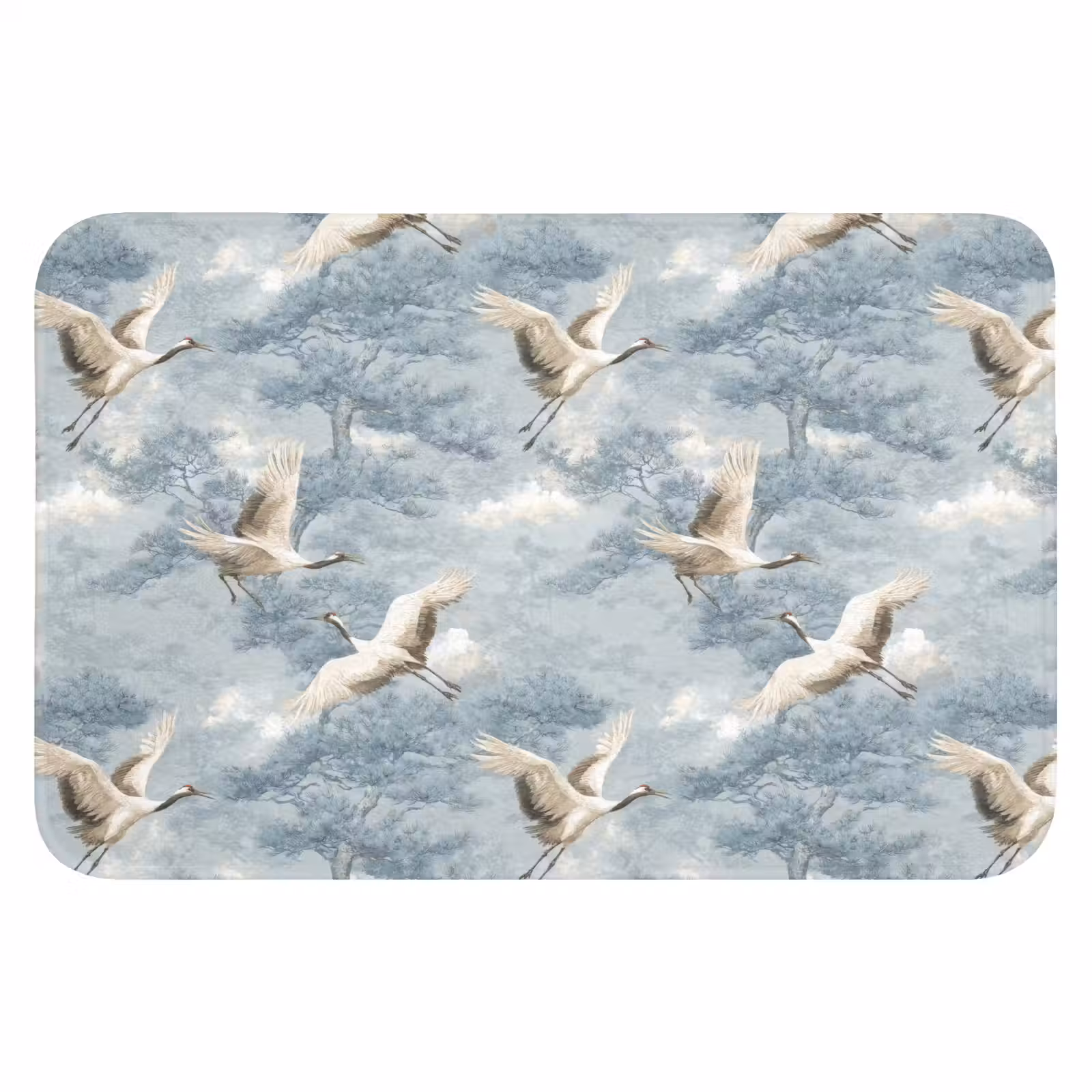 WC Mat - Wolken - Kraanvogels - Blauw — 1