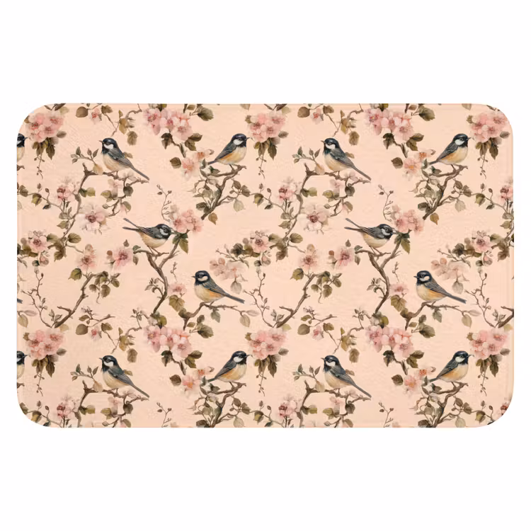 WC Mat - Bloesem - Koolmees - Roze — 1