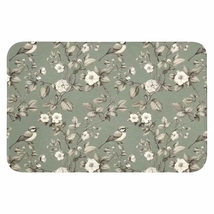 WC Mat - Botanisch - Vogels - Groen — 1