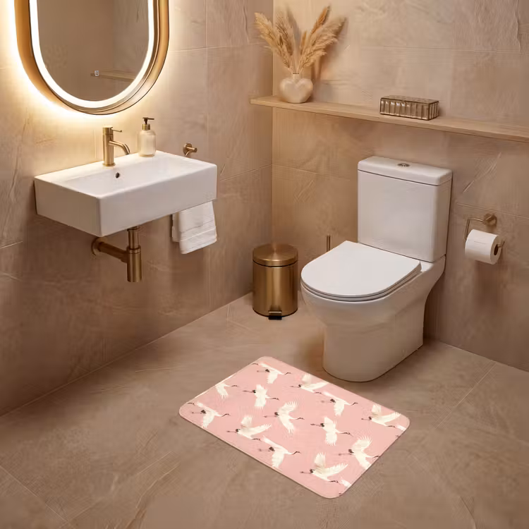 WC Mat - Modern - Kraanvogels - Roze — 4
