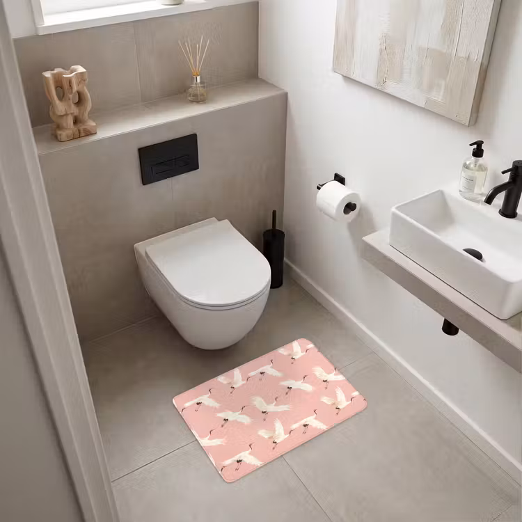 WC Mat - Modern - Kraanvogels - Roze — 6