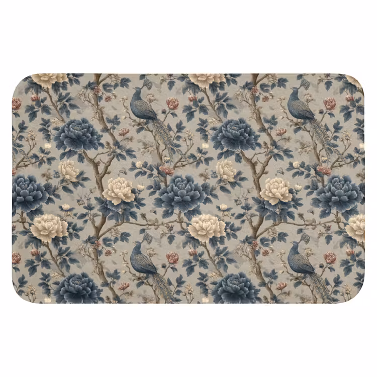 WC Mat - Pauw - Bloemen - Blauw — 1
