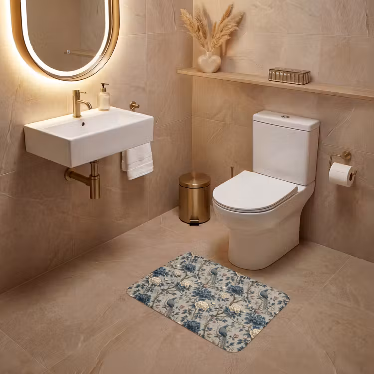 WC Mat - Pauw - Bloemen - Blauw — 4