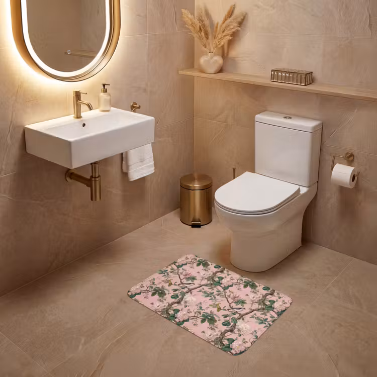 WC Mat - Pioenrozen - Botanisch - Vogel — 4