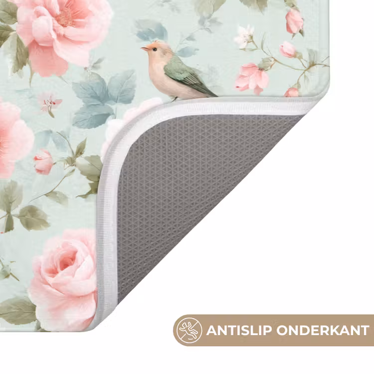 WC Mat - Rozen - Vogels - Pastel - Kleurrijk — 3