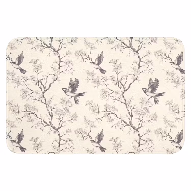 WC Mat - Takken - Vogels - Beige — 1