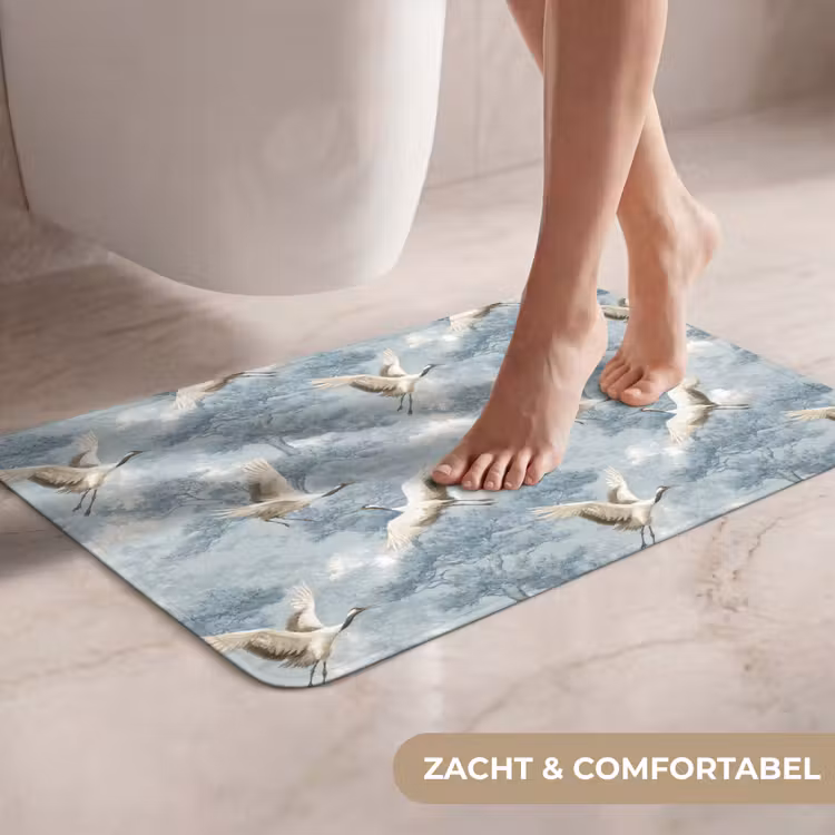 WC Mat - Wolken - Kraanvogels - Blauw — 7