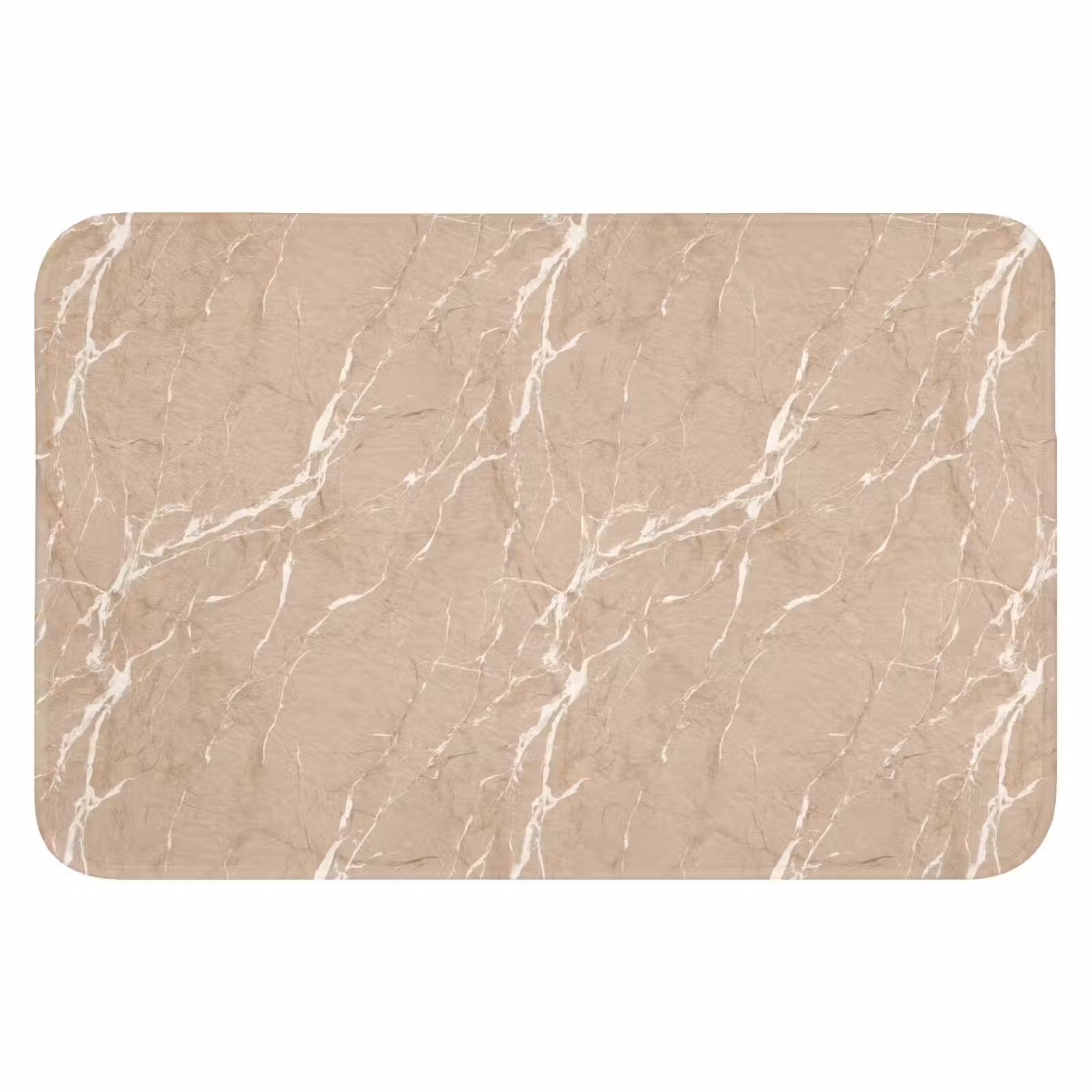 WC Mat - Beige - Marmer - Organisch - Wit — 1