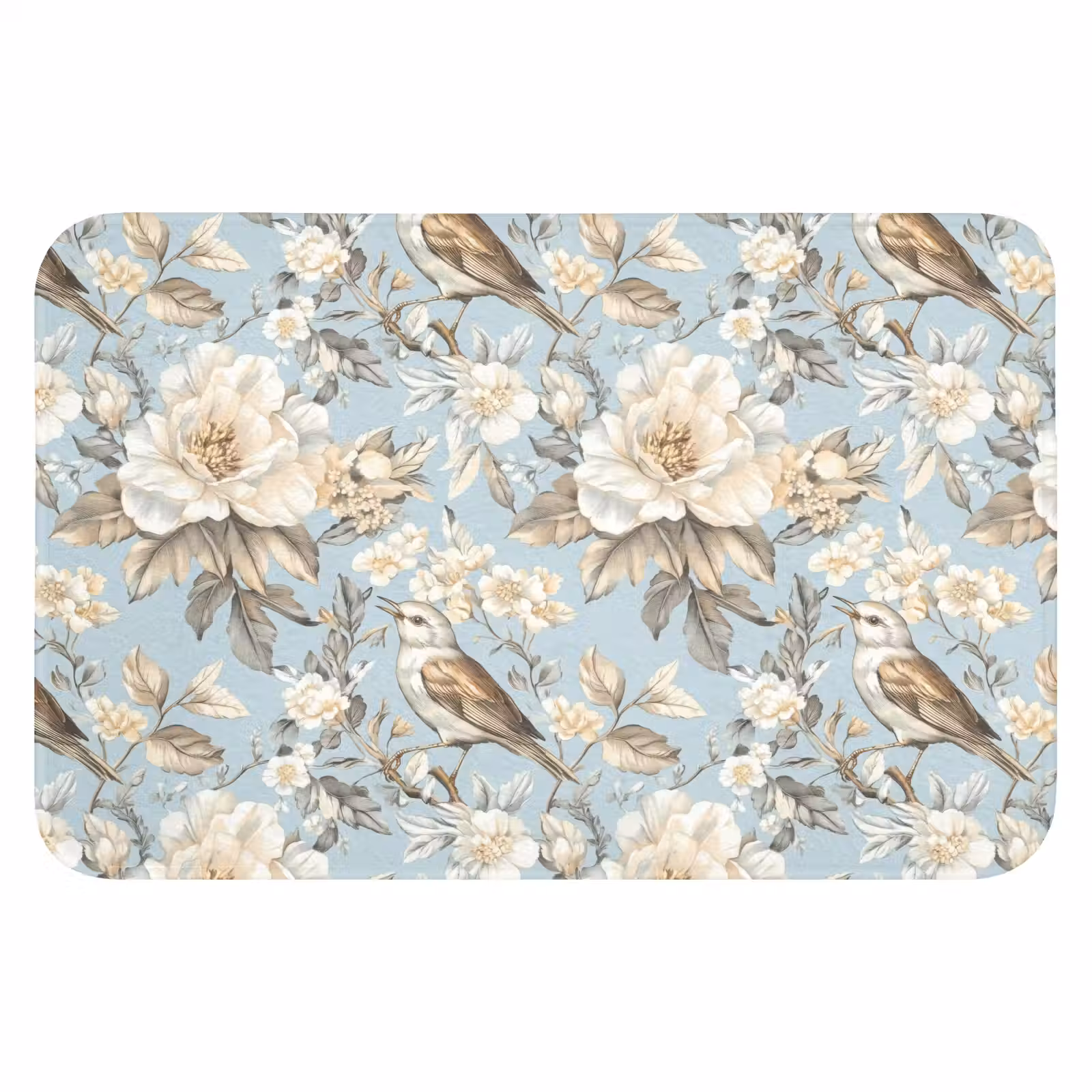 WC Mat - Botanisch - Zangvogel - Blauw — 1