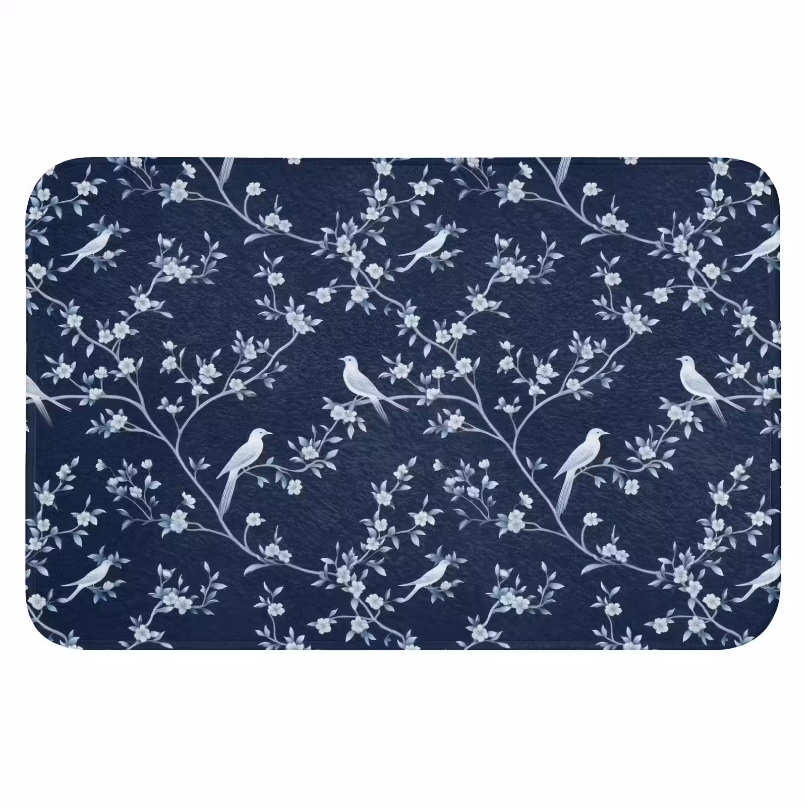 WC Mat - Grafisch - Bloesemtak - Blauw — 1