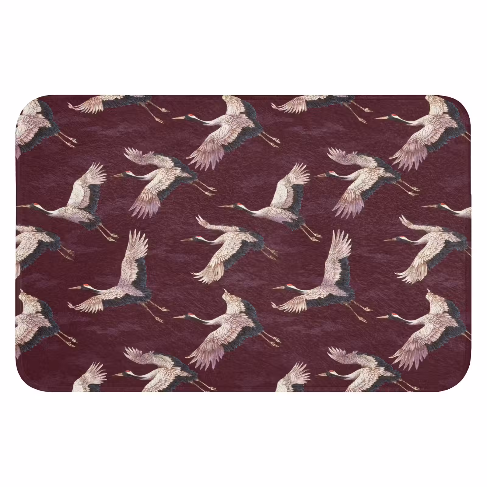 WC Mat - Kraanvogels - Klassiek - Bordeaux — 1