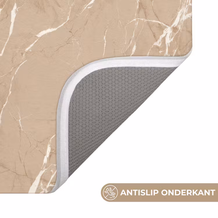 WC Mat - Beige - Marmer - Organisch - Wit — 3
