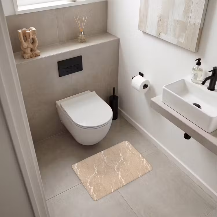 WC Mat - Beige - Marmer - Organisch - Wit — 6