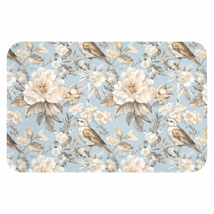 WC Mat - Botanisch - Zangvogel - Blauw — 1