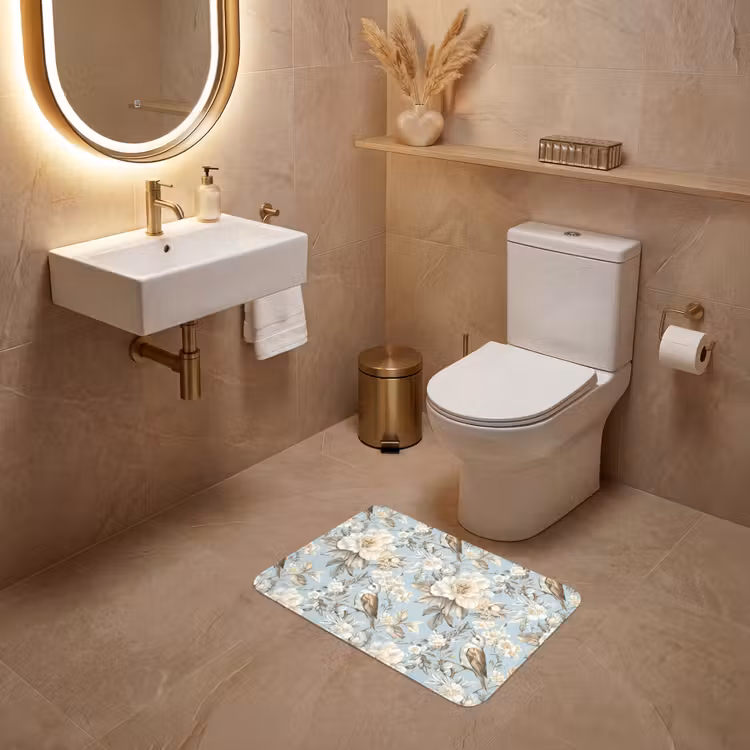 WC Mat - Botanisch - Zangvogel - Blauw — 4