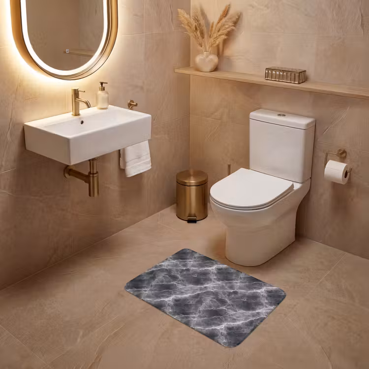 WC Mat - Donkergrijs - Bliksem - Marmer — 4