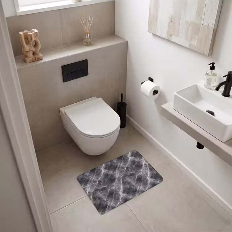 WC Mat - Donkergrijs - Bliksem - Marmer — 6