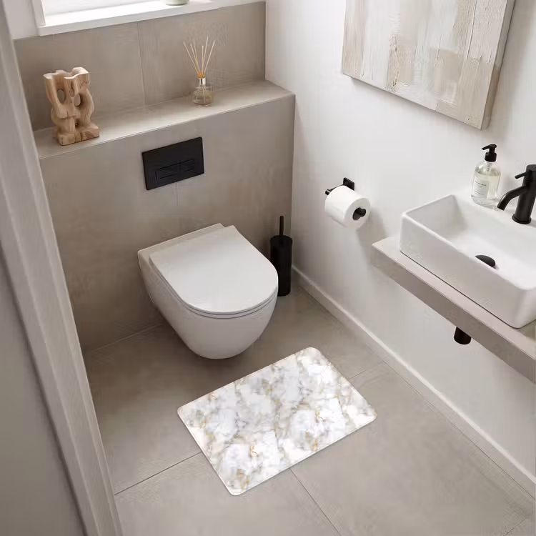 WC Mat - Gouden aders - Marmer - Wit — 6