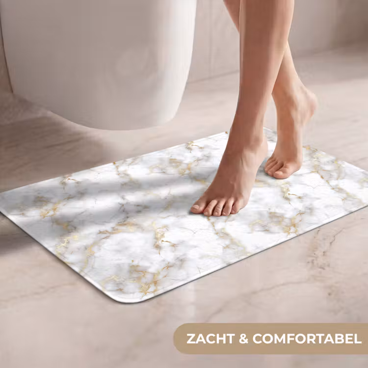 WC Mat - Gouden aders - Marmer - Wit — 7