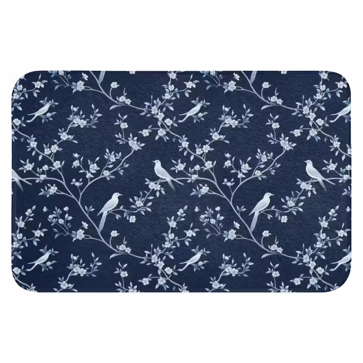 WC Mat - Grafisch - Bloesemtak - Blauw — 1