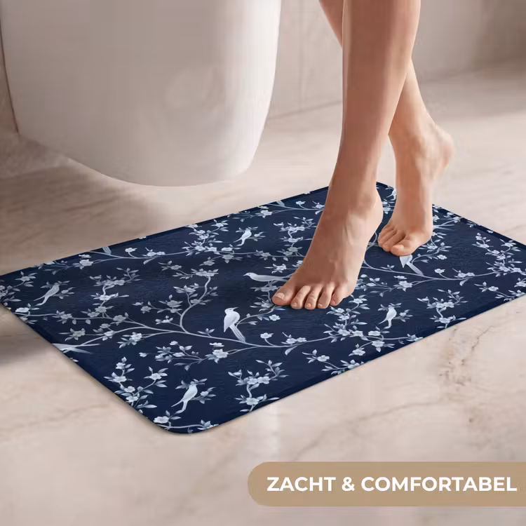 WC Mat - Grafisch - Bloesemtak - Blauw — 7
