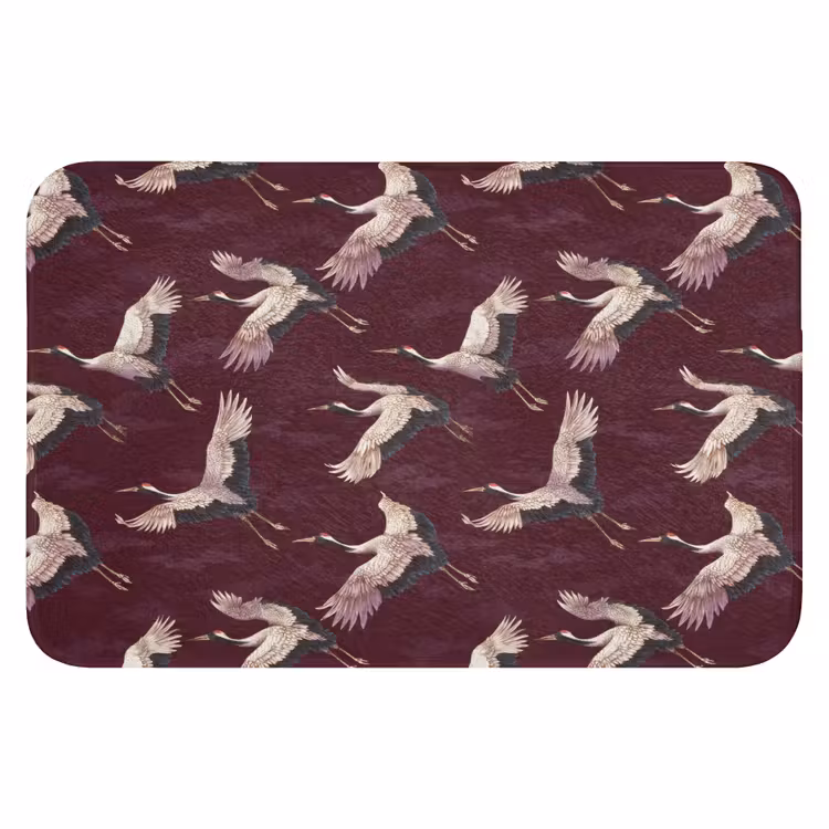 WC Mat - Kraanvogels - Klassiek - Bordeaux — 1