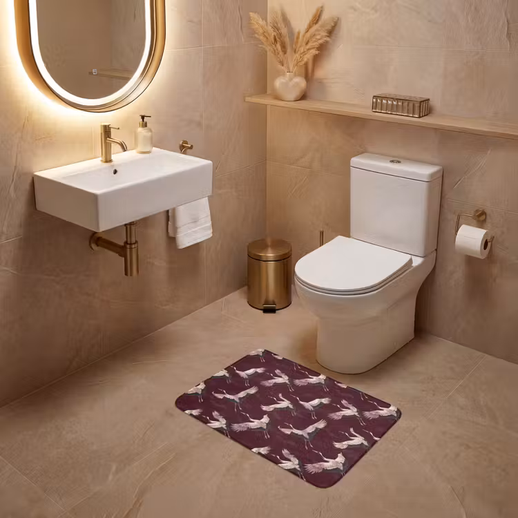 WC Mat - Kraanvogels - Klassiek - Bordeaux — 4