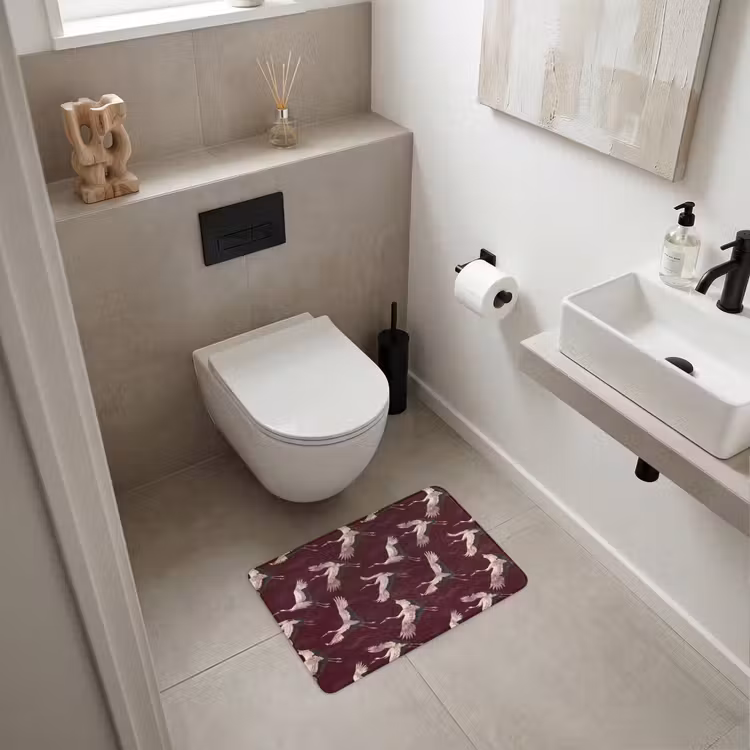 WC Mat - Kraanvogels - Klassiek - Bordeaux — 6